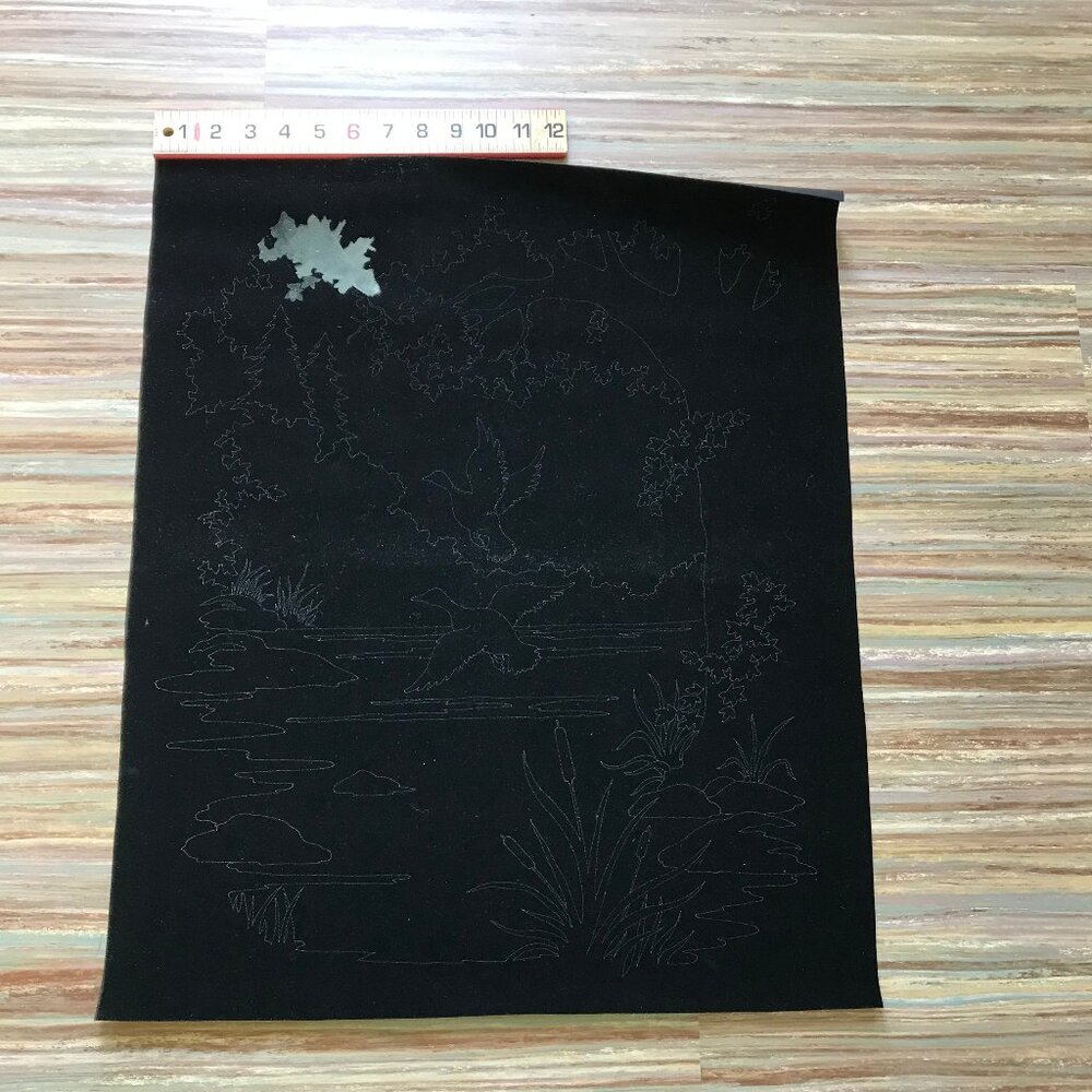 Duck Pond Partly Painted Wall Hanging Artex Tri-Chem Painting Black Velvet